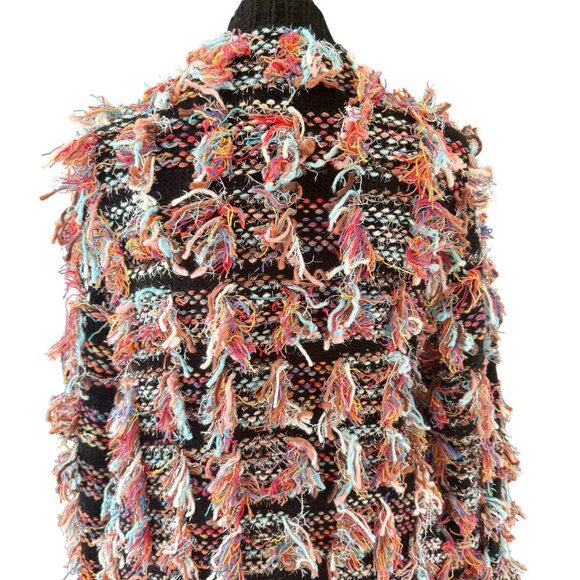 NWT Wild Flower Multicolor Chunky Metallic  Fringe Cardigan - Picture 5 of 8